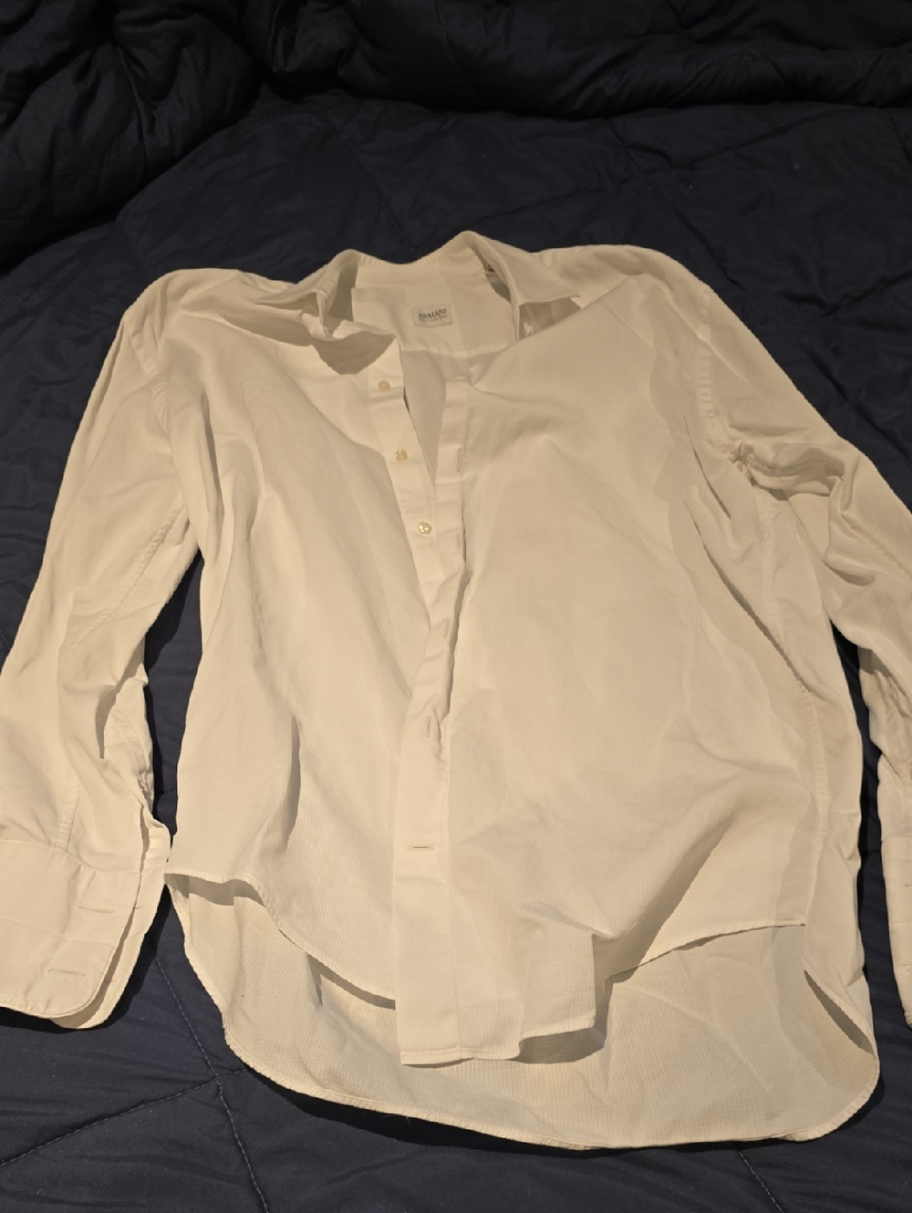 Armani Collezioni White Button-Front Dress Shirt